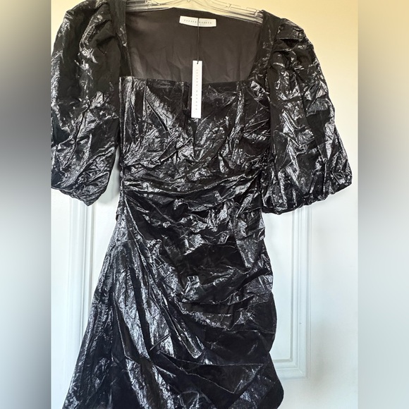 NWT Susana Monaco Shiny Black ‘Faux leather’ Mini Dress, small - Picture 4 of 4